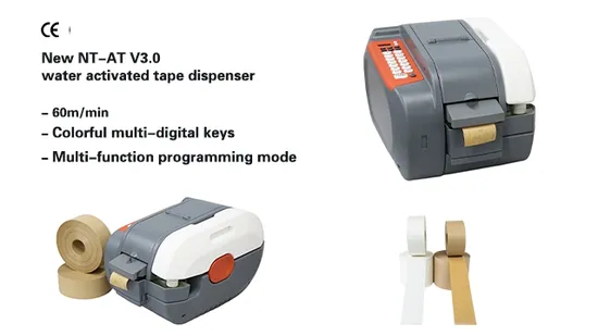 Dispensador automático de cinta adhesiva para cartón, papel kraft engomado activado por agua
